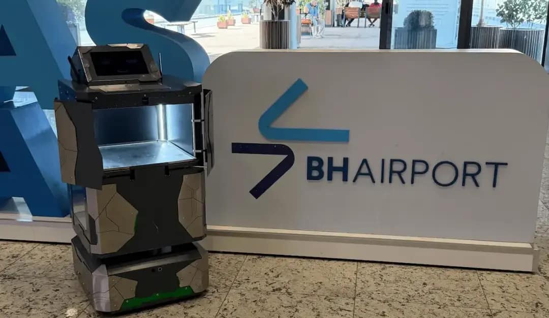Tecnologia autônomo utiliza robô para realizar entregas de produtos a passageiros e visitantes no BH Airport, em Confins