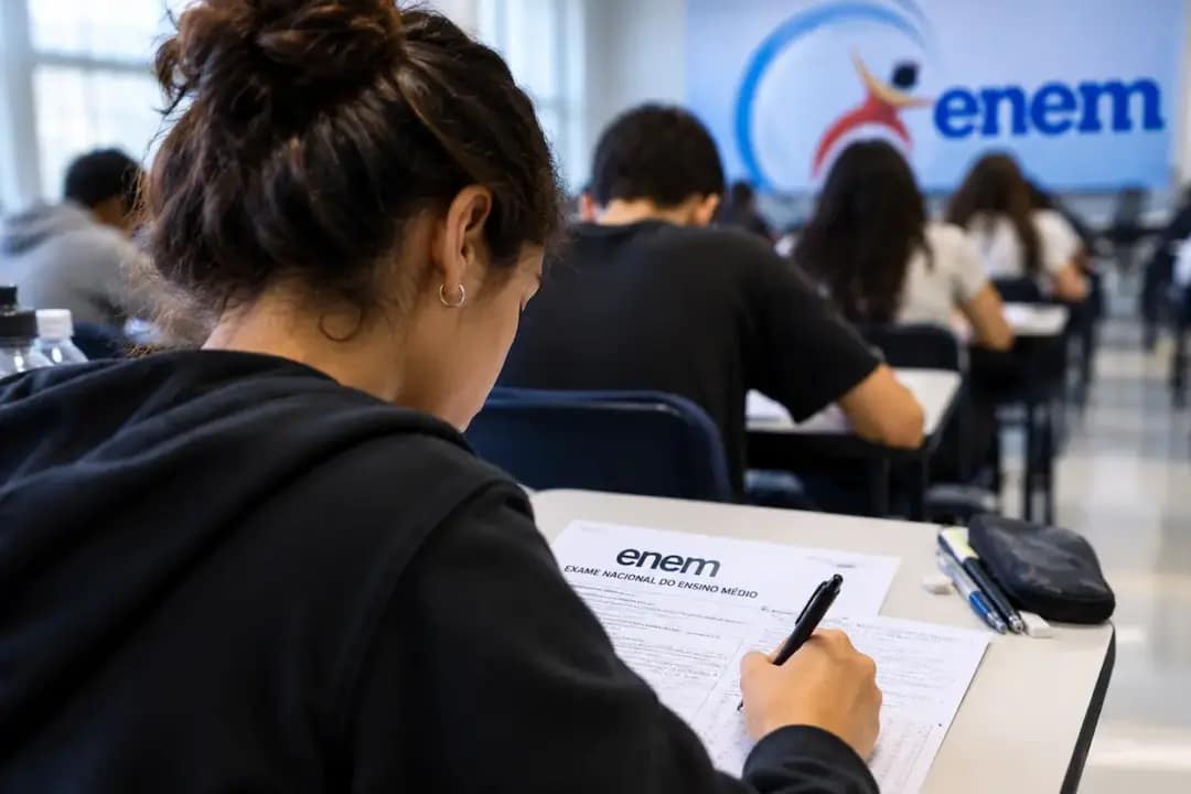 Estudante concentrada no Enem