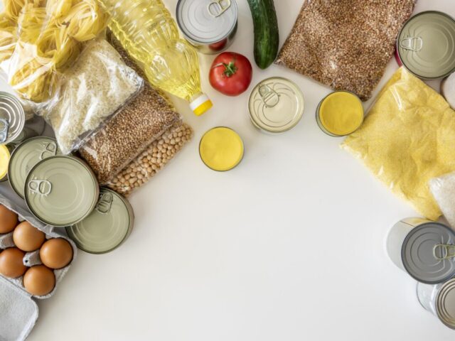flat lay bunch fresh provisions donation flat lay bunch fresh provisions donation