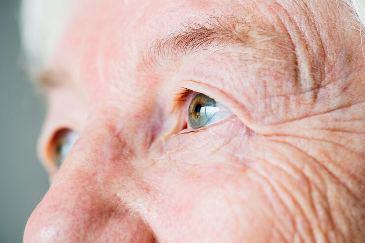 olhos da mulher idosa branca