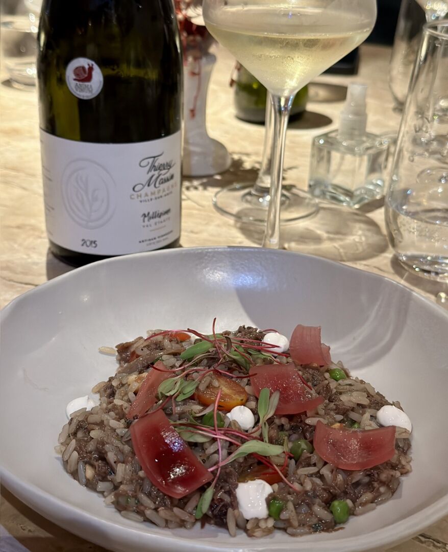 Champagne Thierry Massin Millésime 2015 e arroz de costela