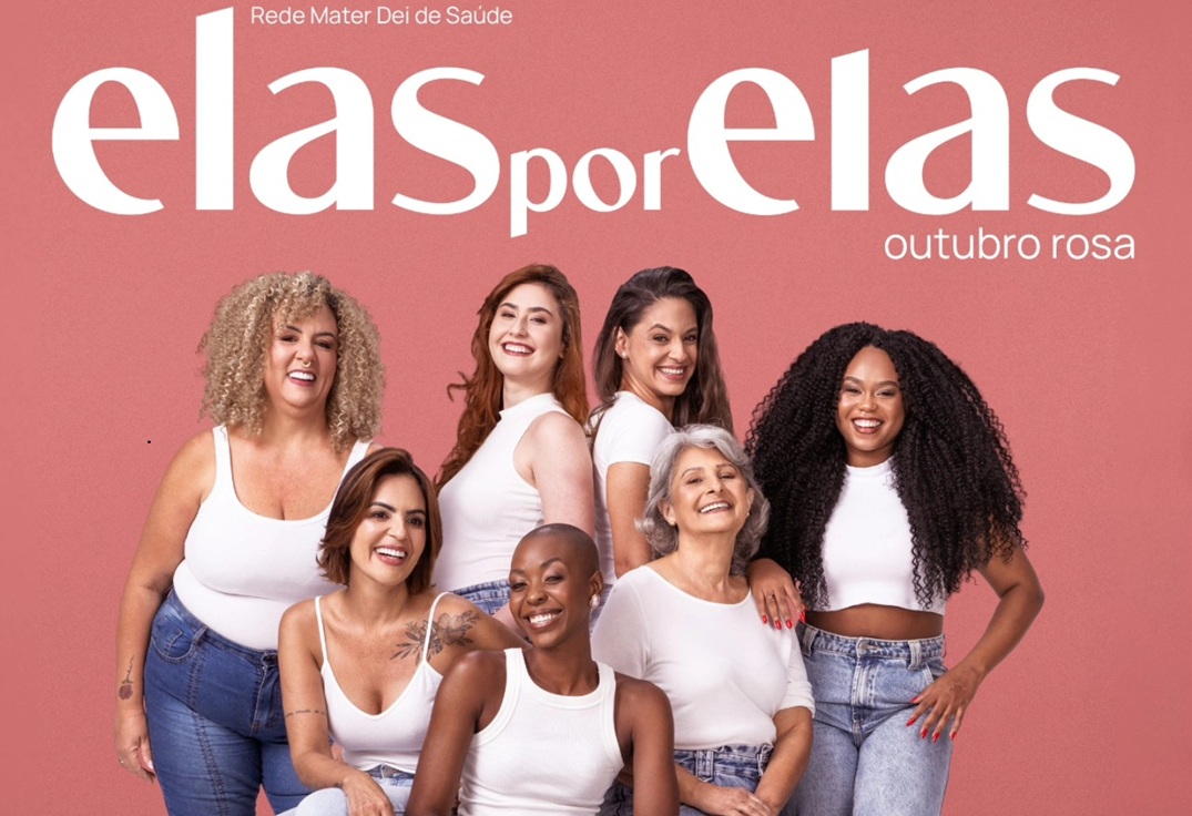 Mulheres na campanha Elas por Elas contra o câncer de mama do Hospital Mater Dei