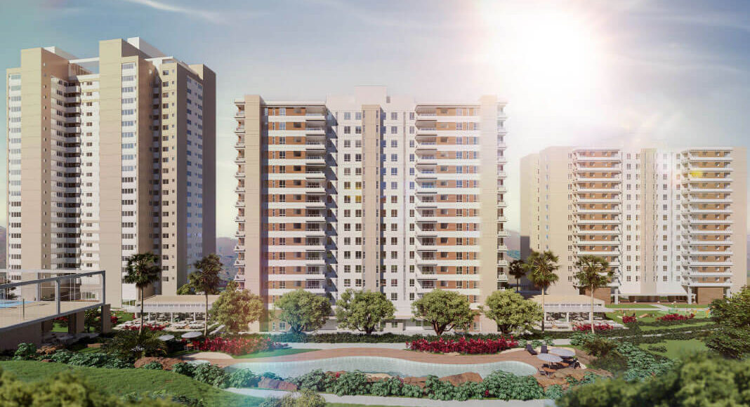 Fachada de empreendimentos residenciais da PHV Engenharia, com torres modernas, áreas verdes e espaços de lazer, destaque da campanha Red Week