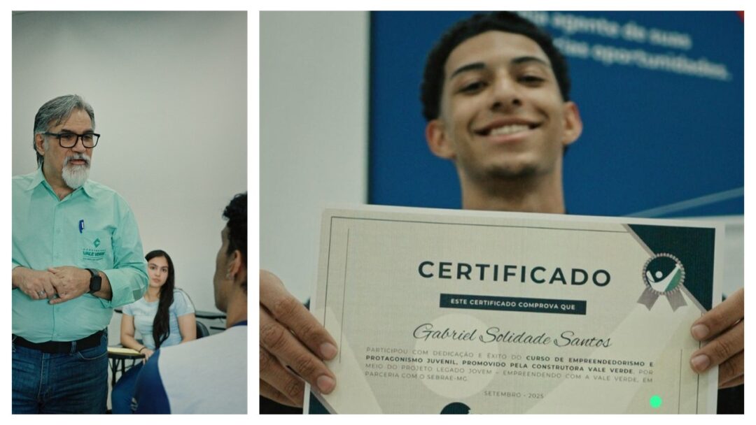 Jovem recebe certificado de conclusão de curso de empreendedorismo durante iniciativa mineira de capacitação