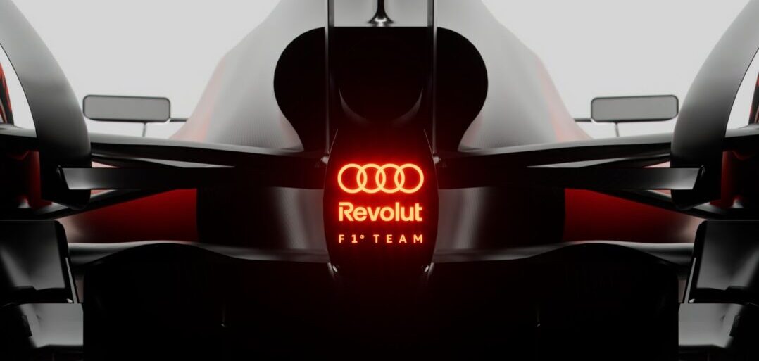 Audi Revolut F1 com a logotipo iluminado no centro do chassi