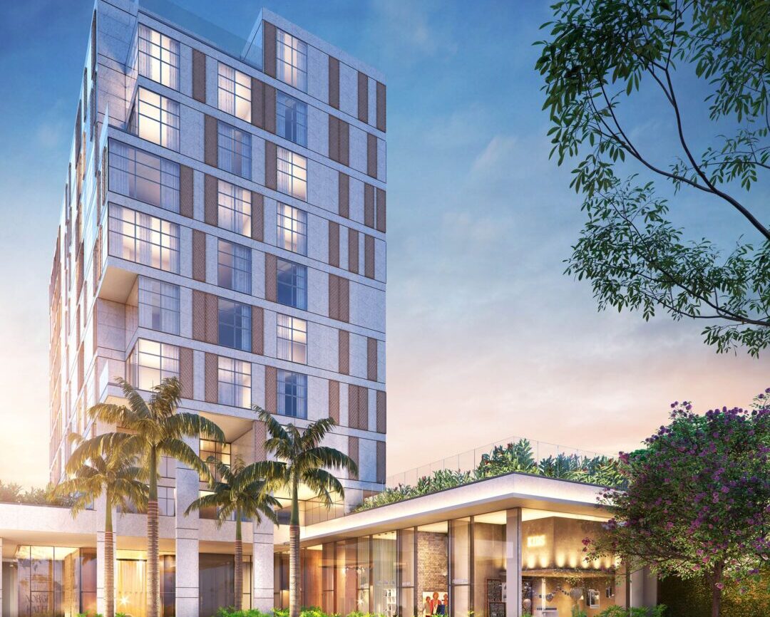 Novo empreendimento Ânima no Carmo Sion, em Belo Horizonte Fachada noturna do novo empreendimento Ânima, no bairro Carmo Sion, em Belo Horizonte, com arquitetura contemporânea e lojas no térreo