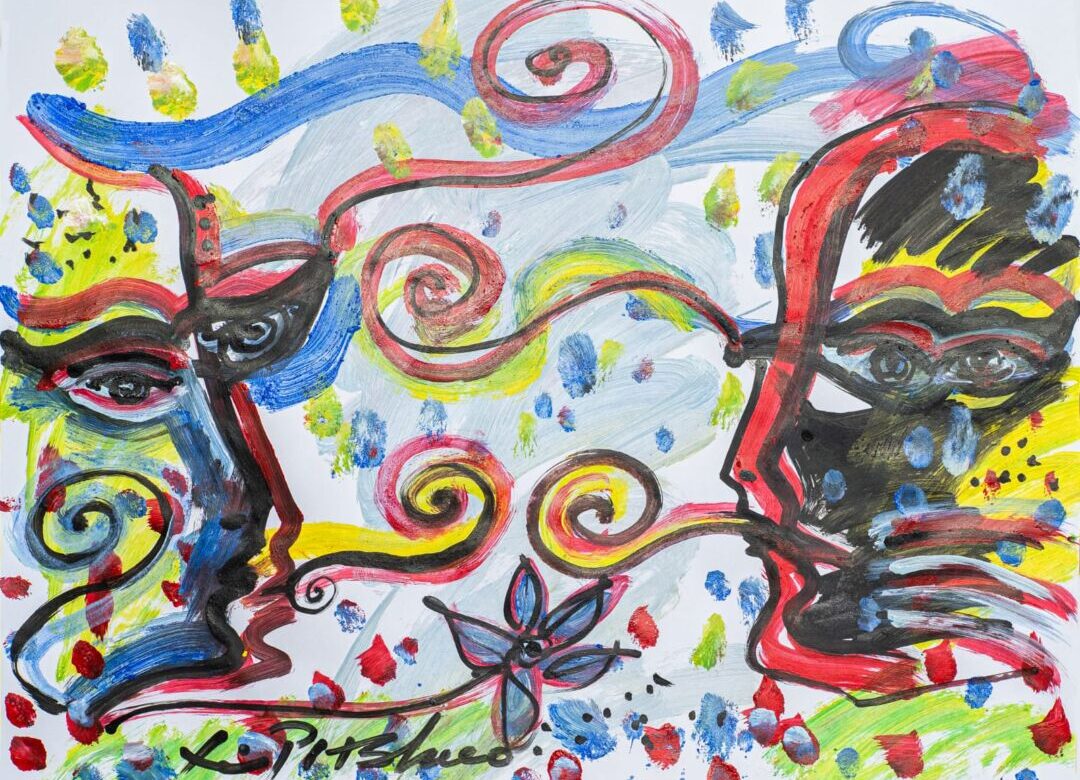 Pintura colorida de Fernando Pacheco inspirada no Carnaval de BH em exposição no Aeroporto de Confins
