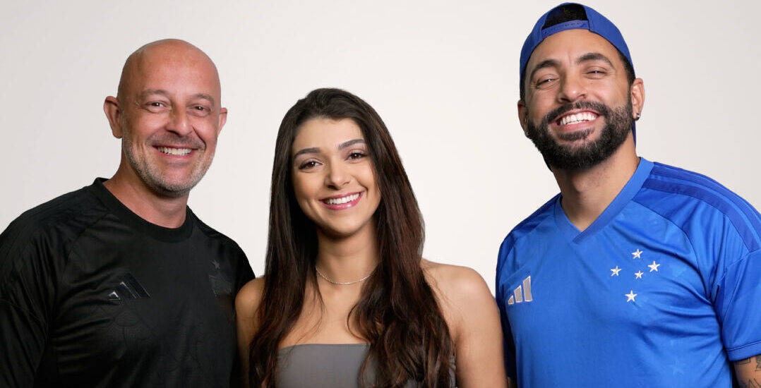 Os apresentadores Igor Assunção, Belle Tofani e Valdir Virjão do programa Catimba 98, da Rádio 98 FM, nova atração esportiva com debates sobre Clube Atlético Mineiro e Cruzeiro Esporte Clube