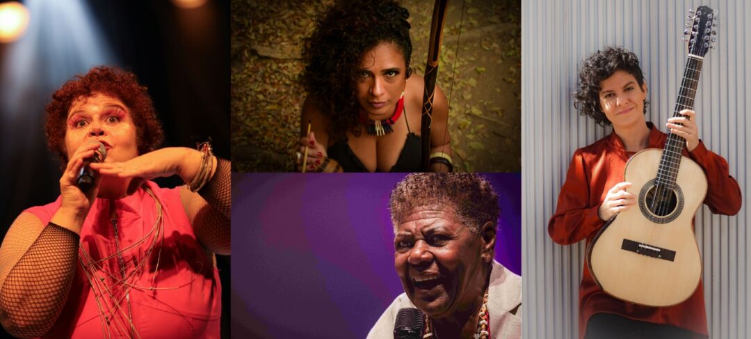 Cantoras Ana Cristina, Iaiá Drumond, Dona Eliza e Camila Menezes se apresentam no Sarau Substantivo Mulher no Teatro Raul Belém Machado, em Belo Horizonte