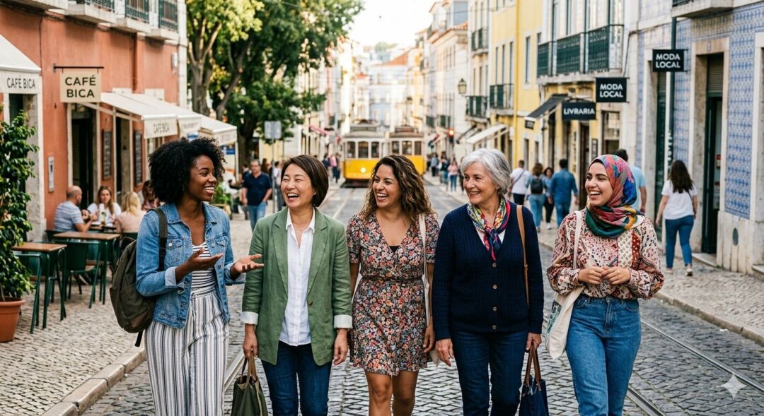 mulheres andando na rua