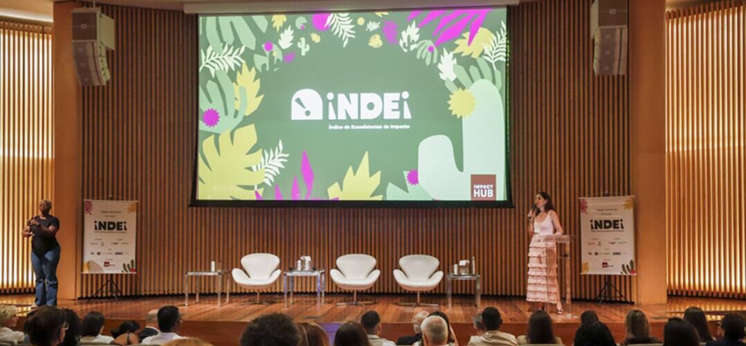 Apresentação do Índice de Ecossistemas de Impacto (Indei) 2026 durante evento do Impact Hub Brasil que destacou Nova Lima entre os principais ecossistemas de impacto do país