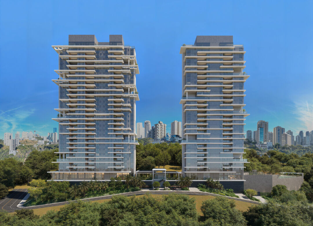 Torres do empreendimento Oásis Vale do Sereno em Nova Lima com arquitetura contemporânea integrada à natureza
