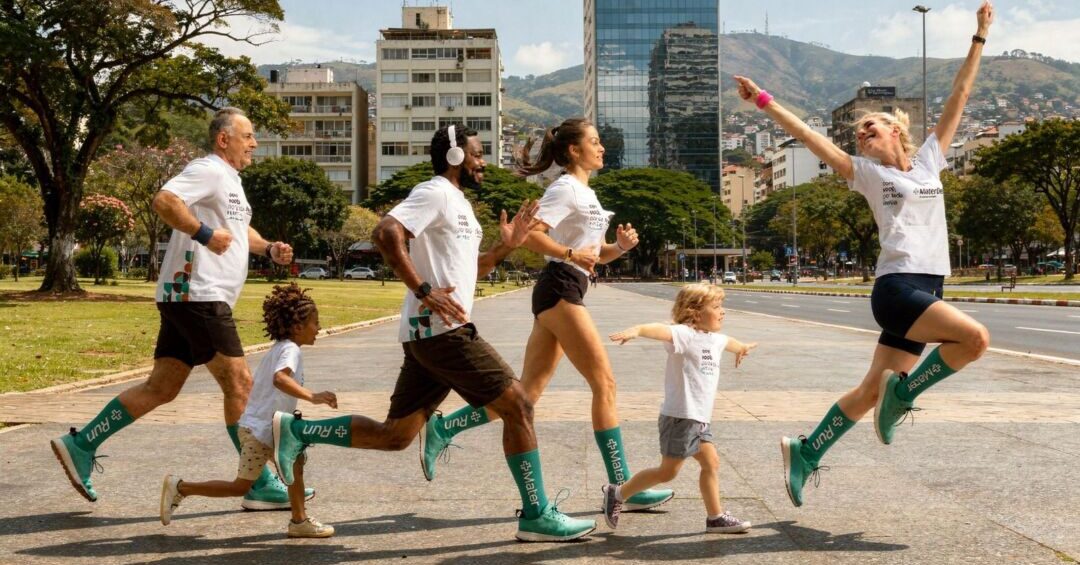 Participantes da Mater Run durante corrida em Belo Horizonte com foco em saúde e qualidade de vida