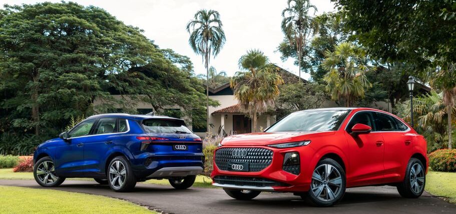 Novos Audi Q3 e Audi Q3 Sportback em destaque durante lançamento no Brasil, com design renovado e proposta premium para o segmento de SUVs
