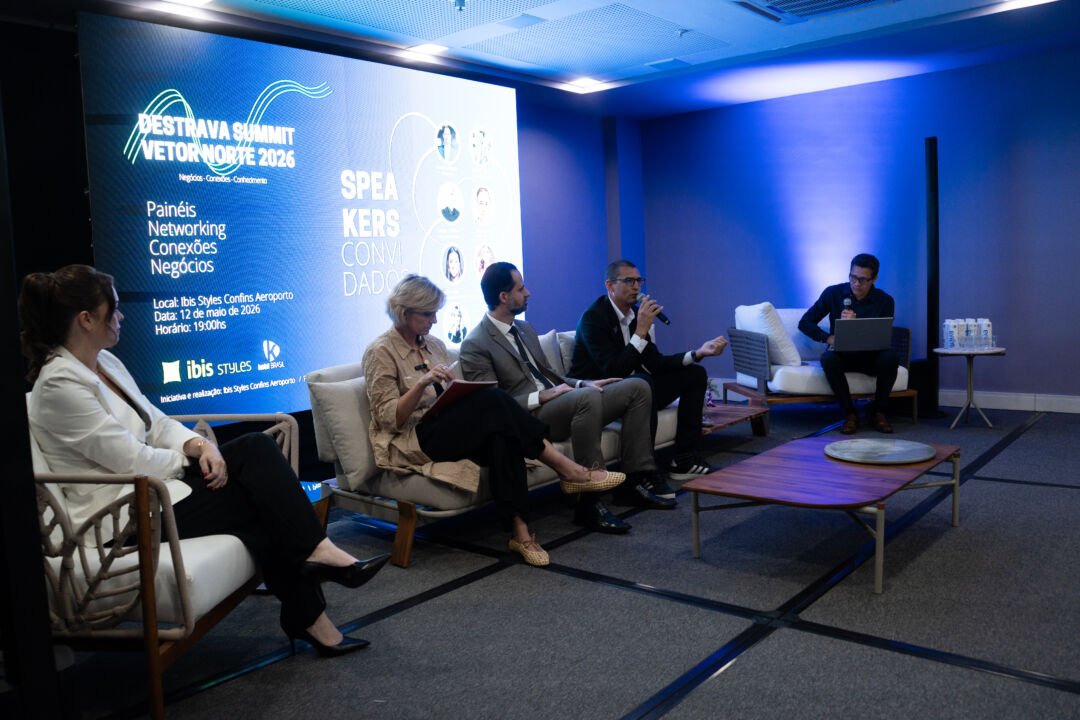 Painel do Destrava Summit Vetor Norte 2026 reúne executivos e especialistas em debate sobre desenvolvimento econômico, inovação e infraestrutura em Lagoa Santa