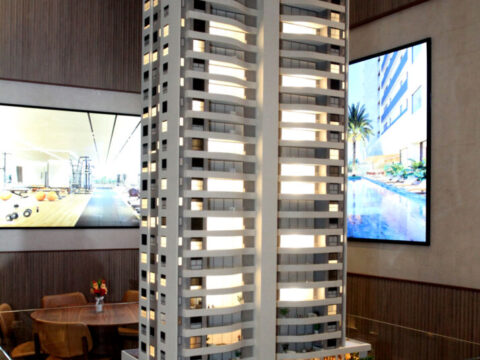 Marquise do empreendimento Lunna Savassi, residencial de alto padrão localizado no bairro Savassi, em Belo Horizonte