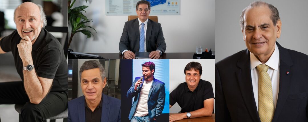 Palestrantes Nadim Donato, Hans Donner, Alexandre Brugnara Poni, Pedro Paulo Drummond, José Roberto Tadros e Tony Ventura, que participaram do Innovation Day em Belo Horizonte