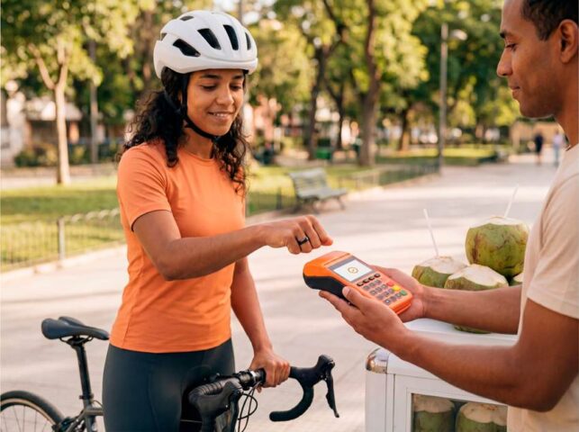 Inter Ring Anel inteligente Inter Wristband para realizar pagamento por aproximação em máquina de cartão por meio da tecnologia NFC integrada ao ecossistema digital do Inter