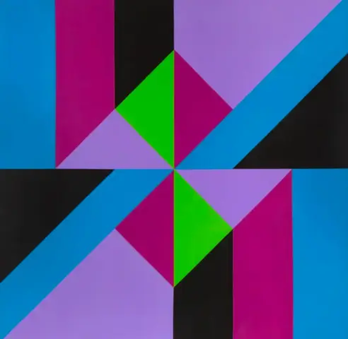 Obra de Jandyra Waters apresentada durante a mostra que destaca seu legado na abstração geométrica brasileira em Belo Horizonte. Roteiro traz show do Fábio Jr.