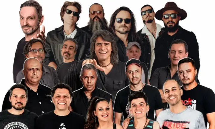 Montagem reúne artistas e integrantes de bandas que participam da programação musical do Barro Preto Fashion Day, em Belo Horizonte - Quarteirão das Artes