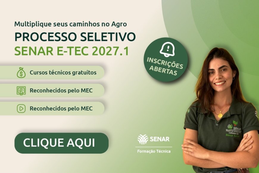Senar e-Tec oferece cursos técnicos gratuitos 